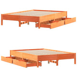 Cadre de lit sans matelas cire marron 160x200cm bois pin massif