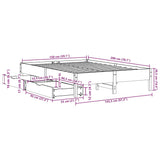 Bed frame without mattress 150x200 cm solid pine wood