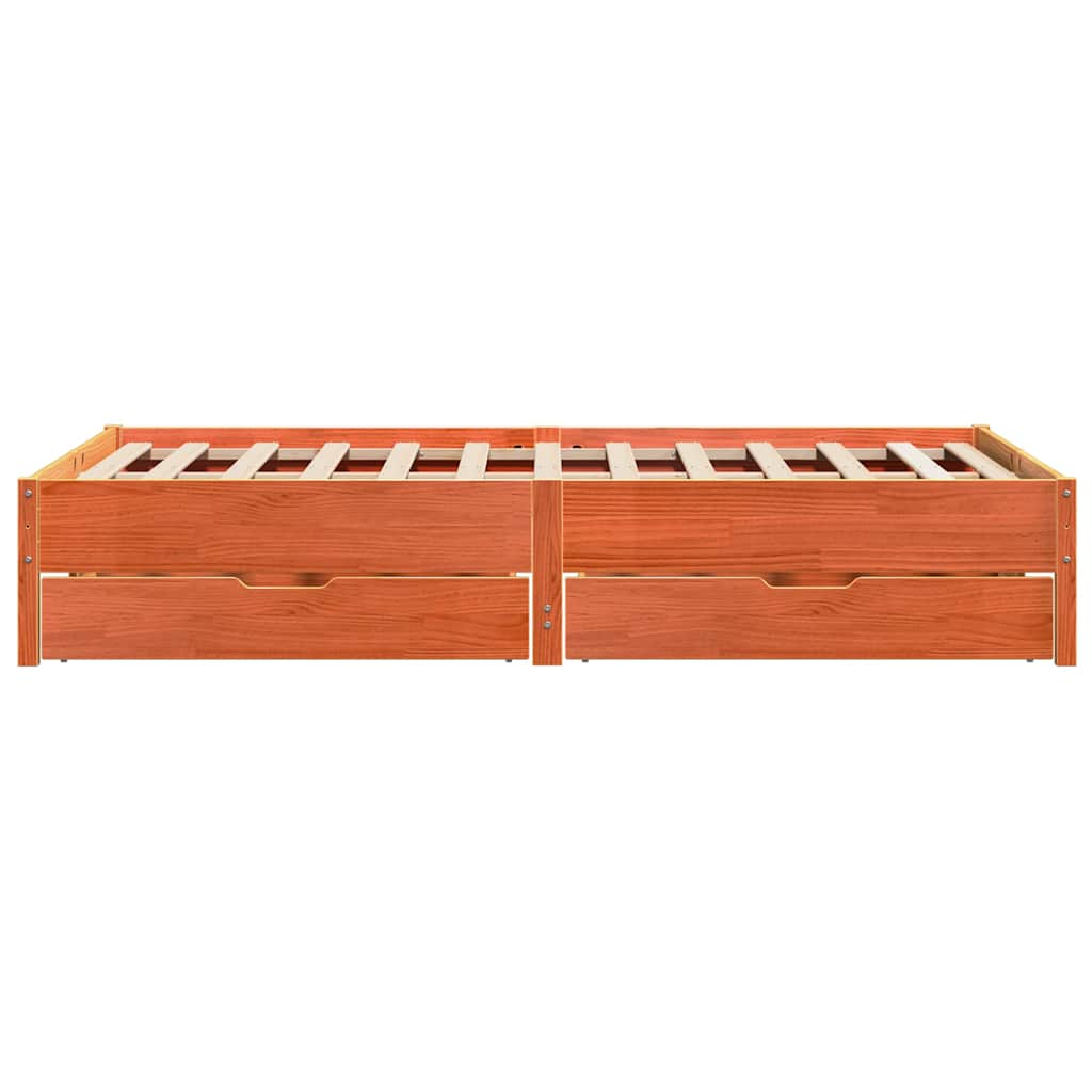 Cadre de lit sans matelas cire marron 150x200cm bois pin massif