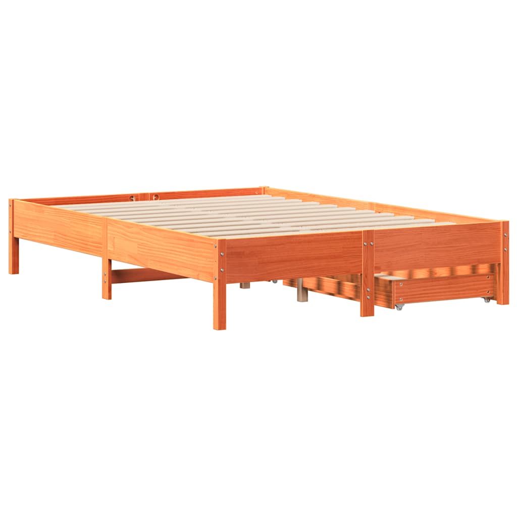 Cadre de lit sans matelas cire marron 150x200cm bois pin massif