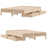 Bed frame without mattress 140x200 cm solid pine wood