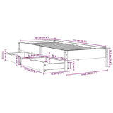 Bettgestell ohne Matratze 100x200 cm aus massivem Kiefernholz