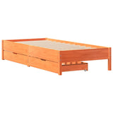 Cadre de lit sans matelas cire marron 100x200cm bois pin massif