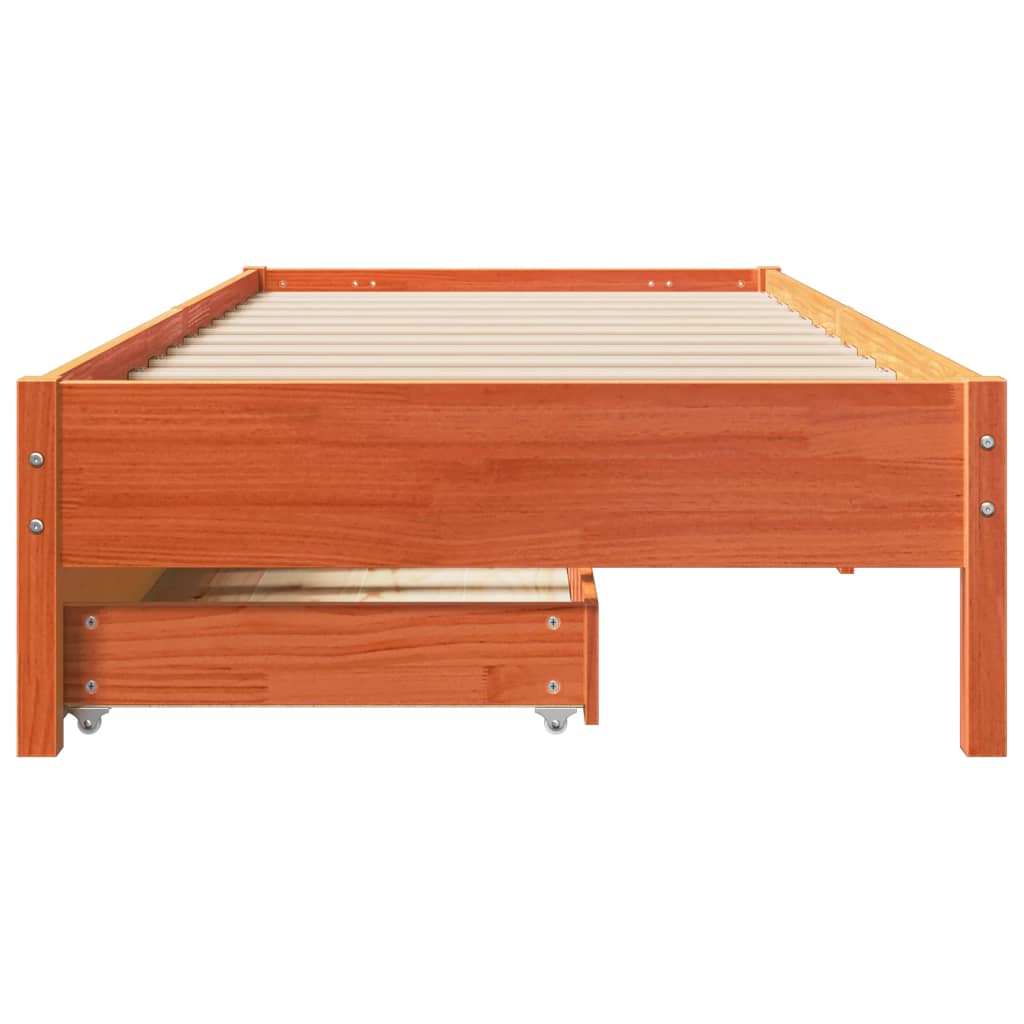 Cadre de lit sans matelas cire marron 100x200cm bois pin massif