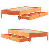 Cadre de lit sans matelas cire marron 100x200cm bois pin massif