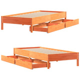 Cadre de lit sans matelas cire marron 90x200 cm bois pin massif