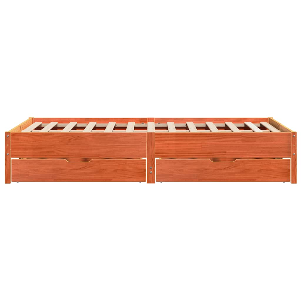 Cadre de lit sans matelas cire marron 140x190cm bois pin massif