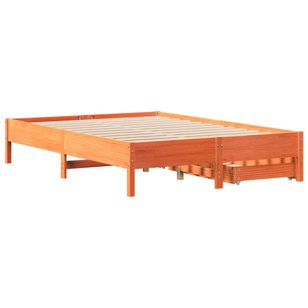 Cadre de lit sans matelas cire marron 140x190cm bois pin massif