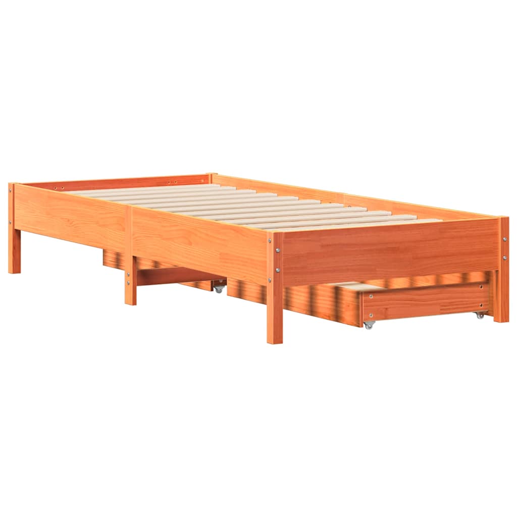 Cadre de lit sans matelas cire marron 90x190 cm bois pin massif