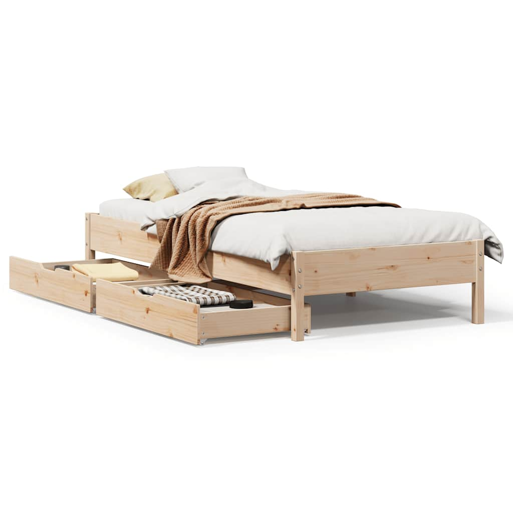 Cadre de lit sans matelas 75x190 cm bois de pin massif