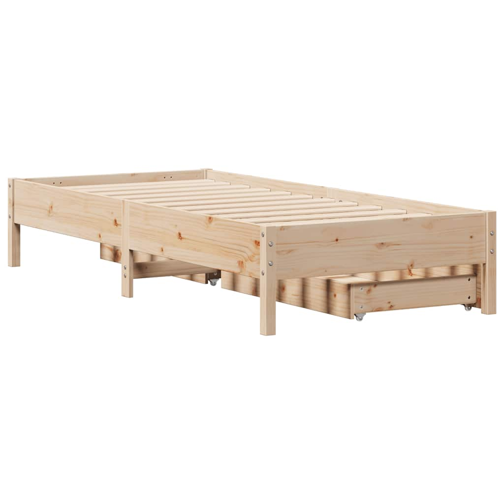 Cadre de lit sans matelas 75x190 cm bois de pin massif