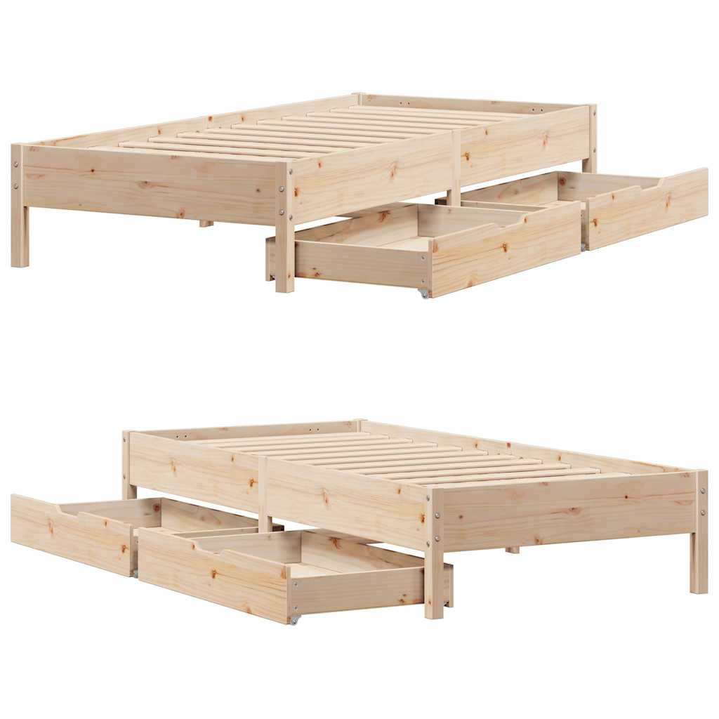 Cadre de lit sans matelas 75x190 cm bois de pin massif