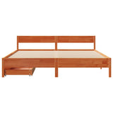 Cadre de lit sans matelas cire marron 200x200cm bois pin massif