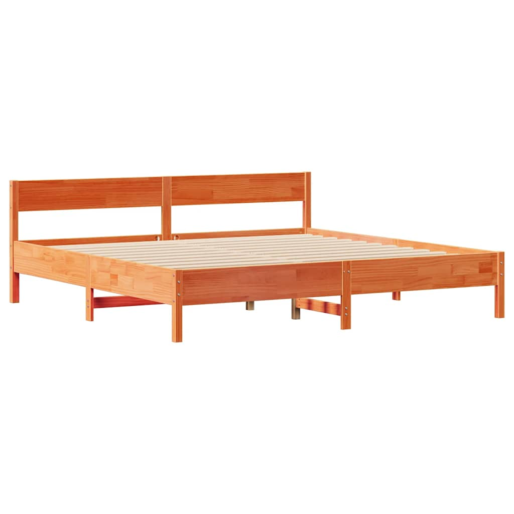 Cadre de lit sans matelas cire marron 200x200cm bois pin massif