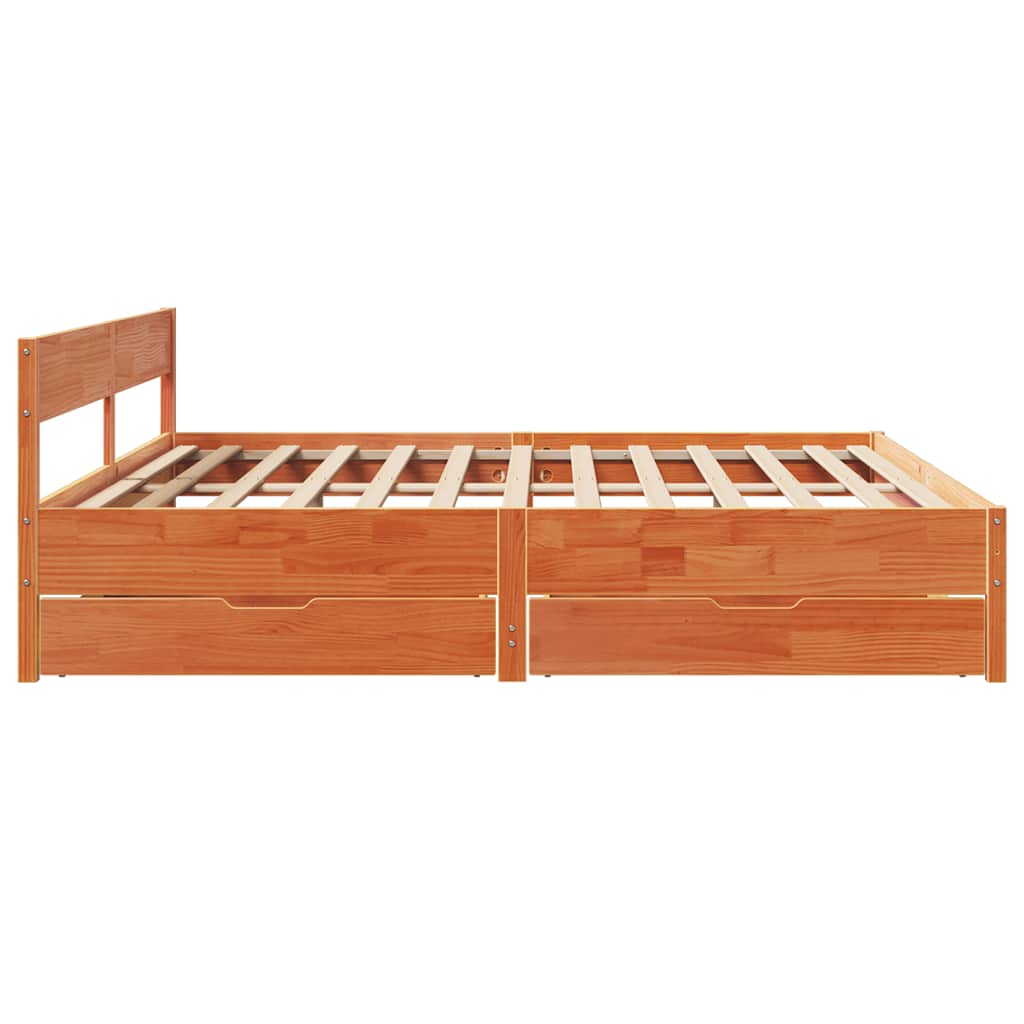 Cadre de lit sans matelas cire marron 200x200cm bois pin massif