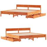 Cadre de lit sans matelas cire marron 200x200cm bois pin massif