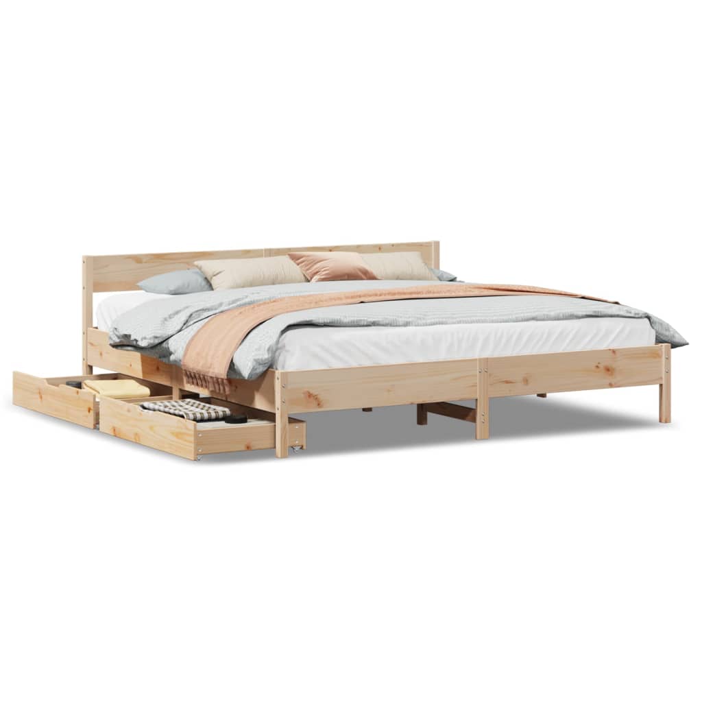 Bed frame without mattress 180x200 cm solid pine wood