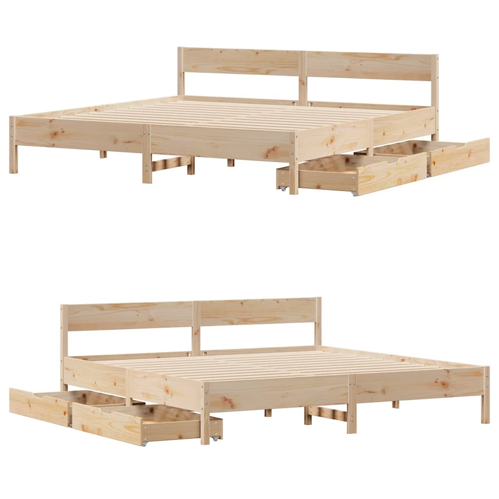 Bed frame without mattress 180x200 cm solid pine wood