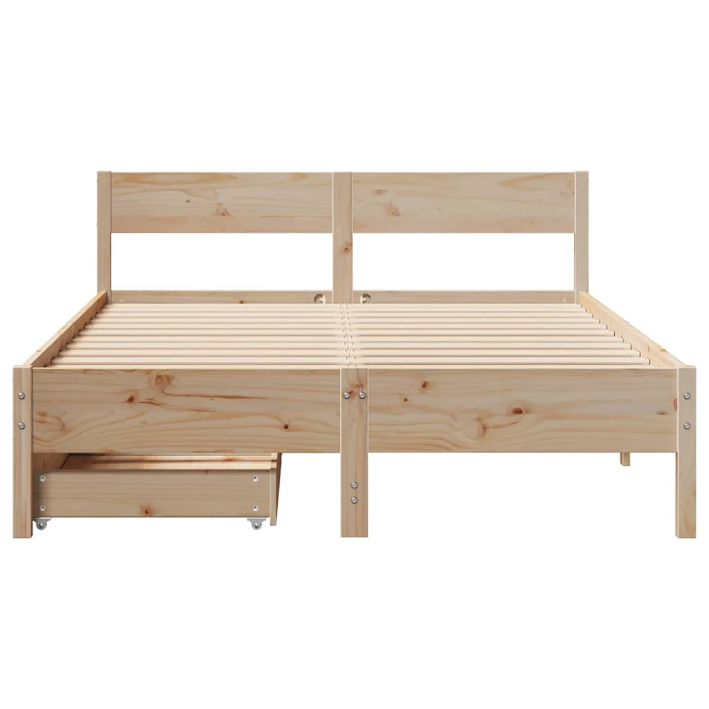 Bed frame without mattress 150x200 cm solid pine wood