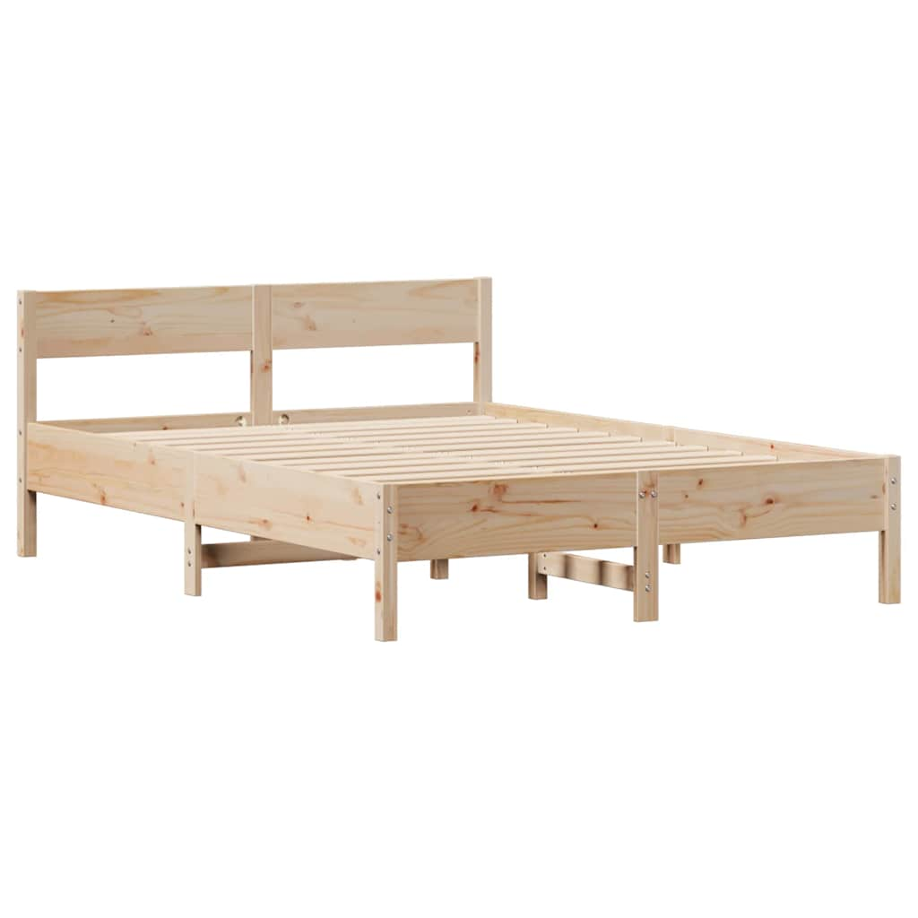 Bed frame without mattress 150x200 cm solid pine wood