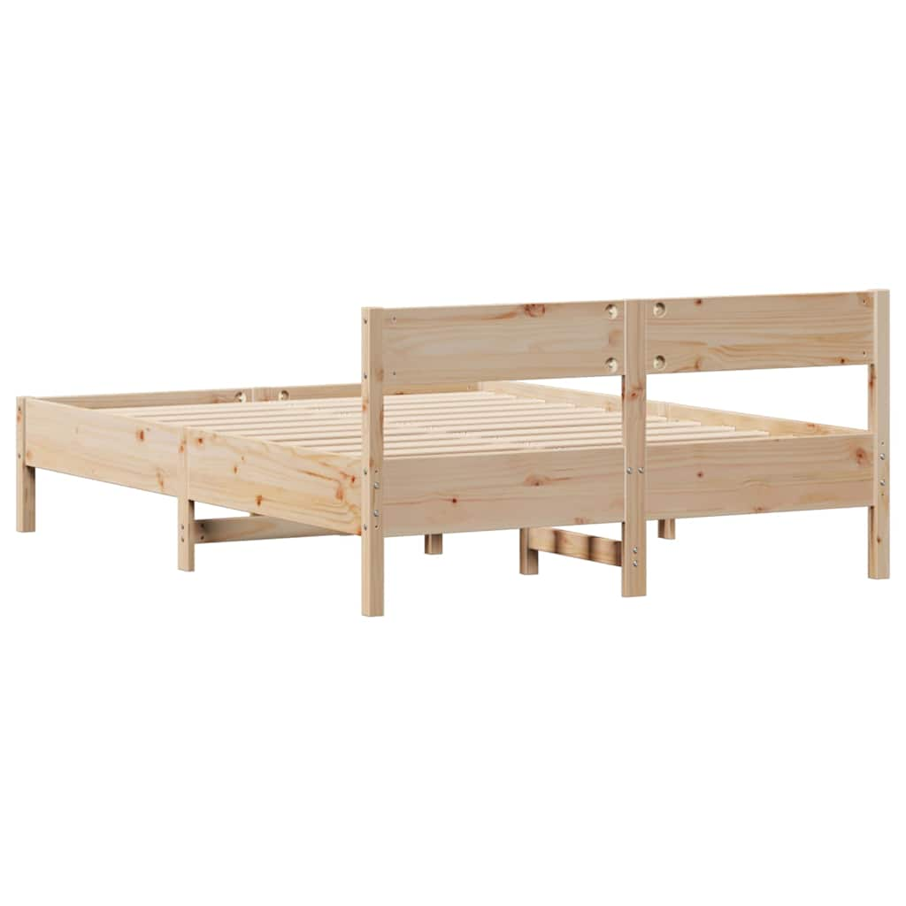 Bed frame without mattress 150x200 cm solid pine wood