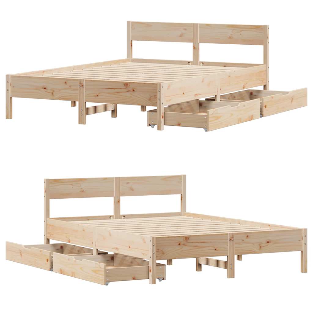 Bed frame without mattress 150x200 cm solid pine wood