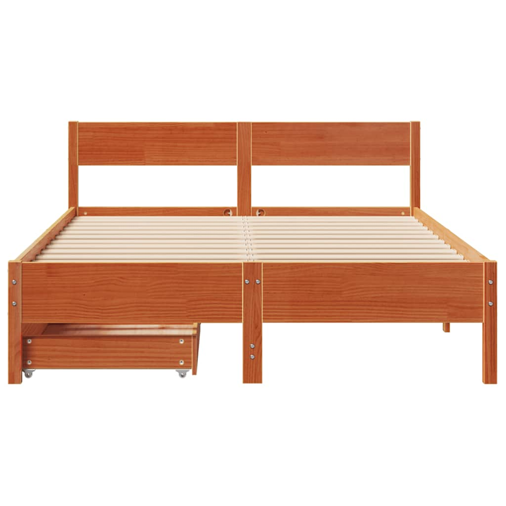 Cadre de lit sans matelas cire marron 150x200cm bois pin massif