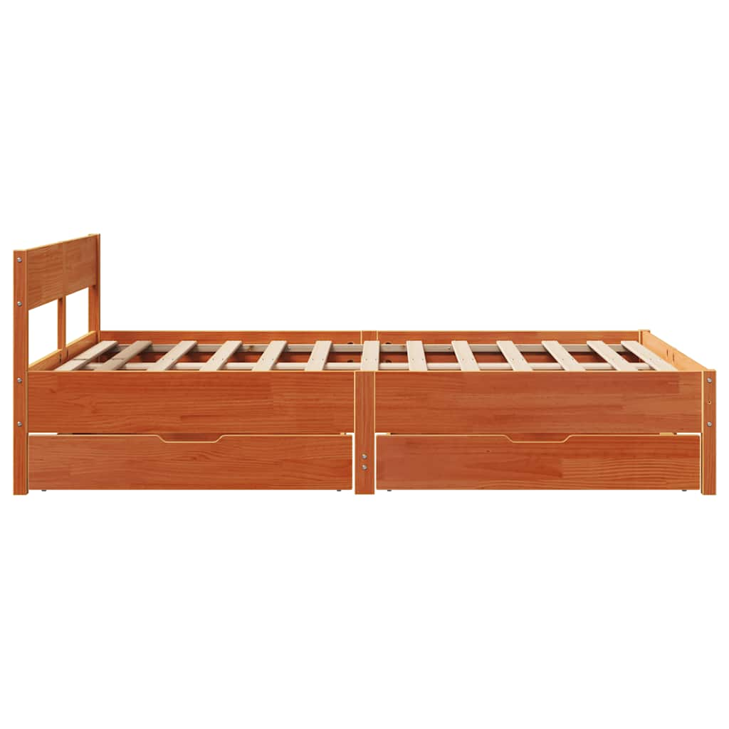 Cadre de lit sans matelas cire marron 150x200cm bois pin massif