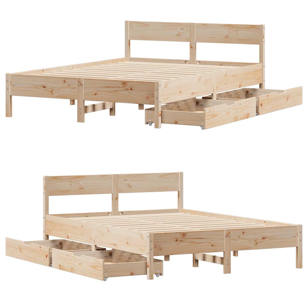 Cadre de lit sans matelas 140x200 cm bois massif de pin