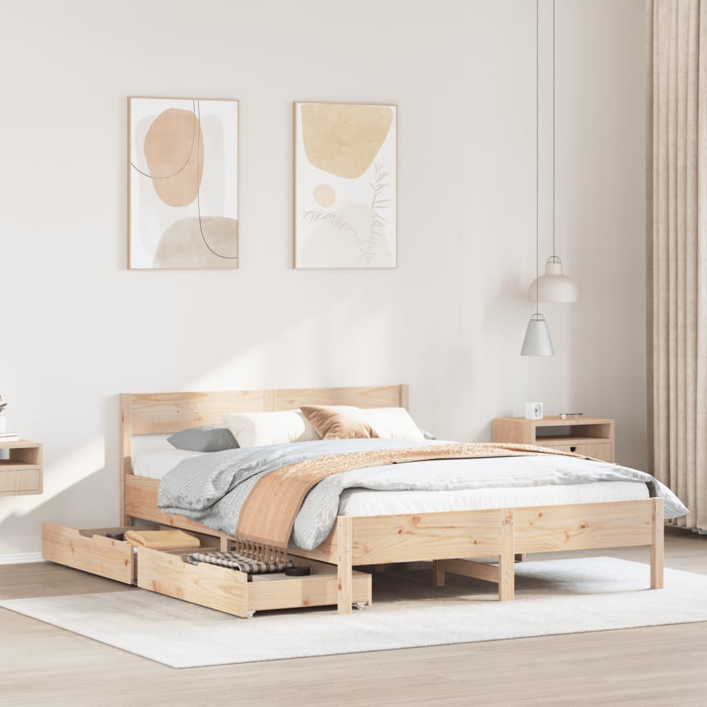 Cadre de lit sans matelas 140x200 cm bois massif de pin