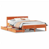 Cadre de lit sans matelas cire marron 140x200cm bois pin massif