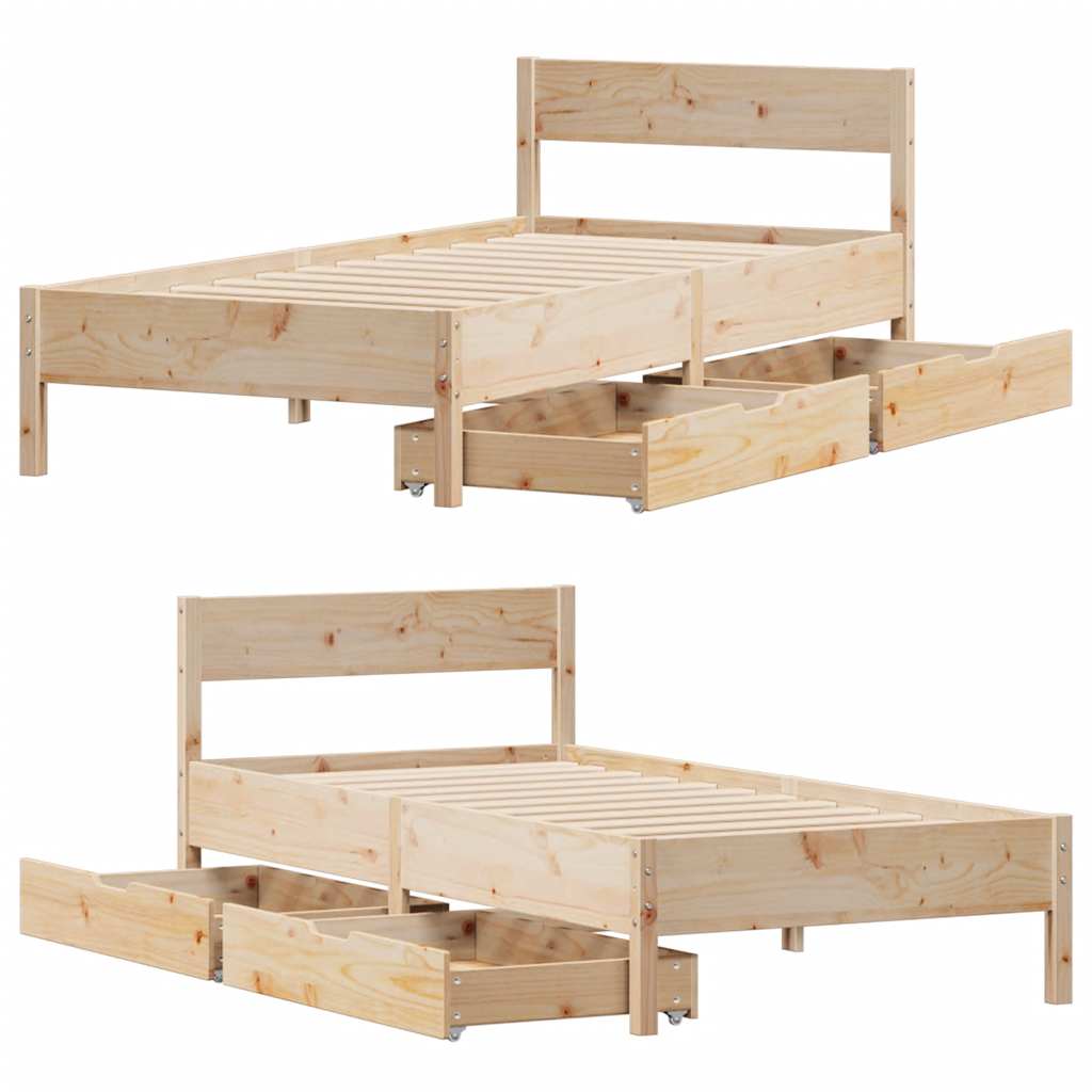 Cadre de lit sans matelas 100x200 cm bois massif de pin