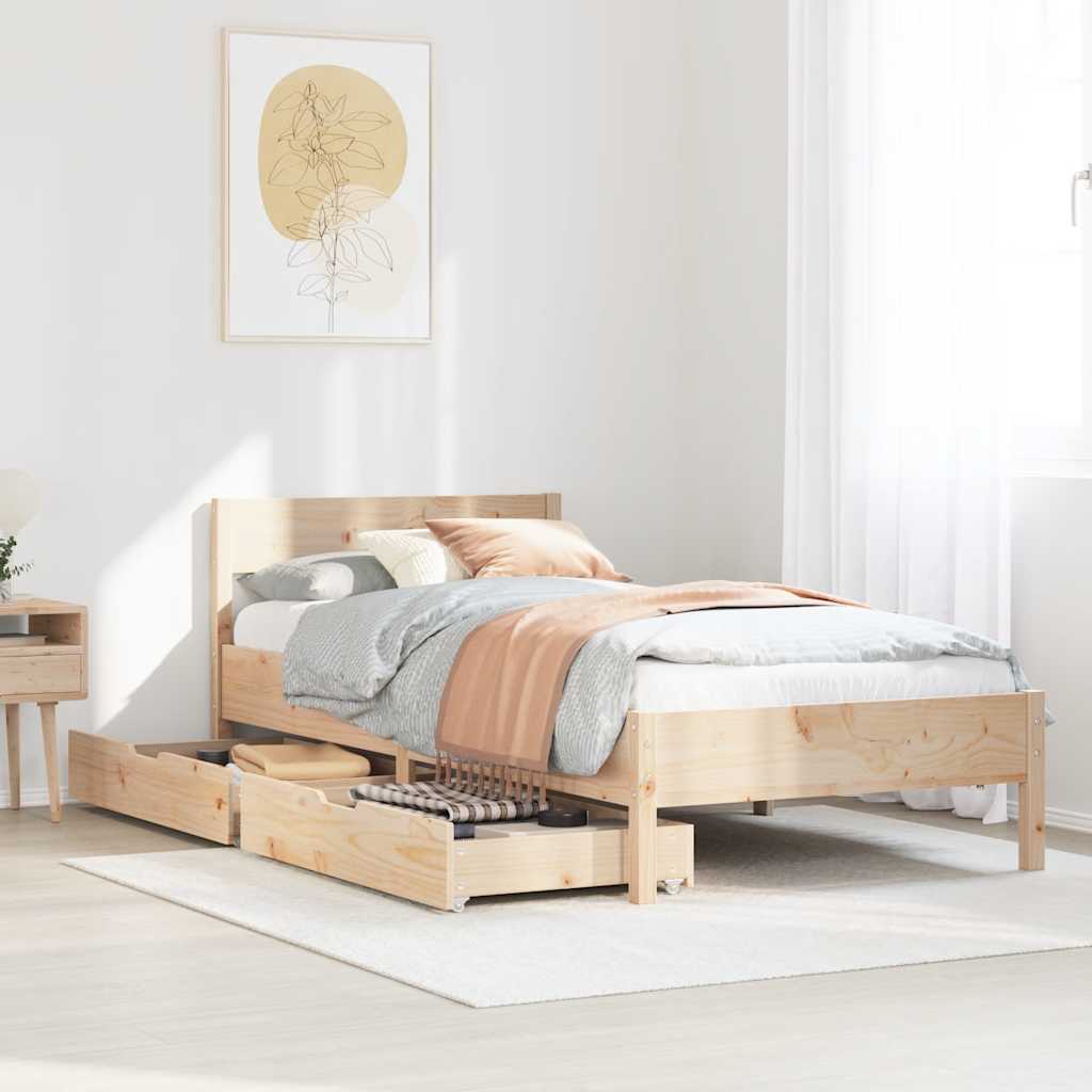 Cadre de lit sans matelas 100x200 cm bois massif de pin