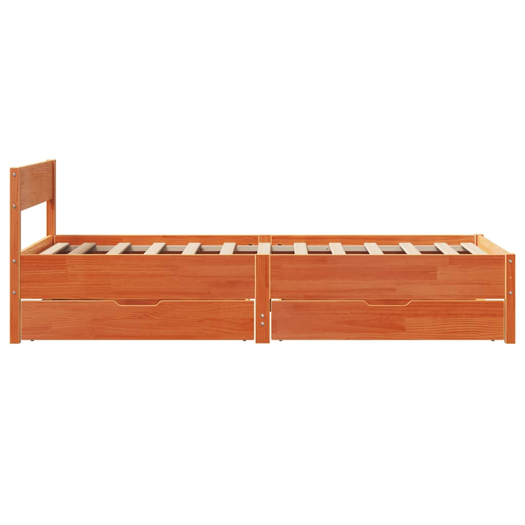 Cadre de lit sans matelas cire marron 100x200cm bois pin massif