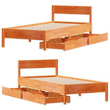 Cadre de lit sans matelas cire marron 100x200cm bois pin massif