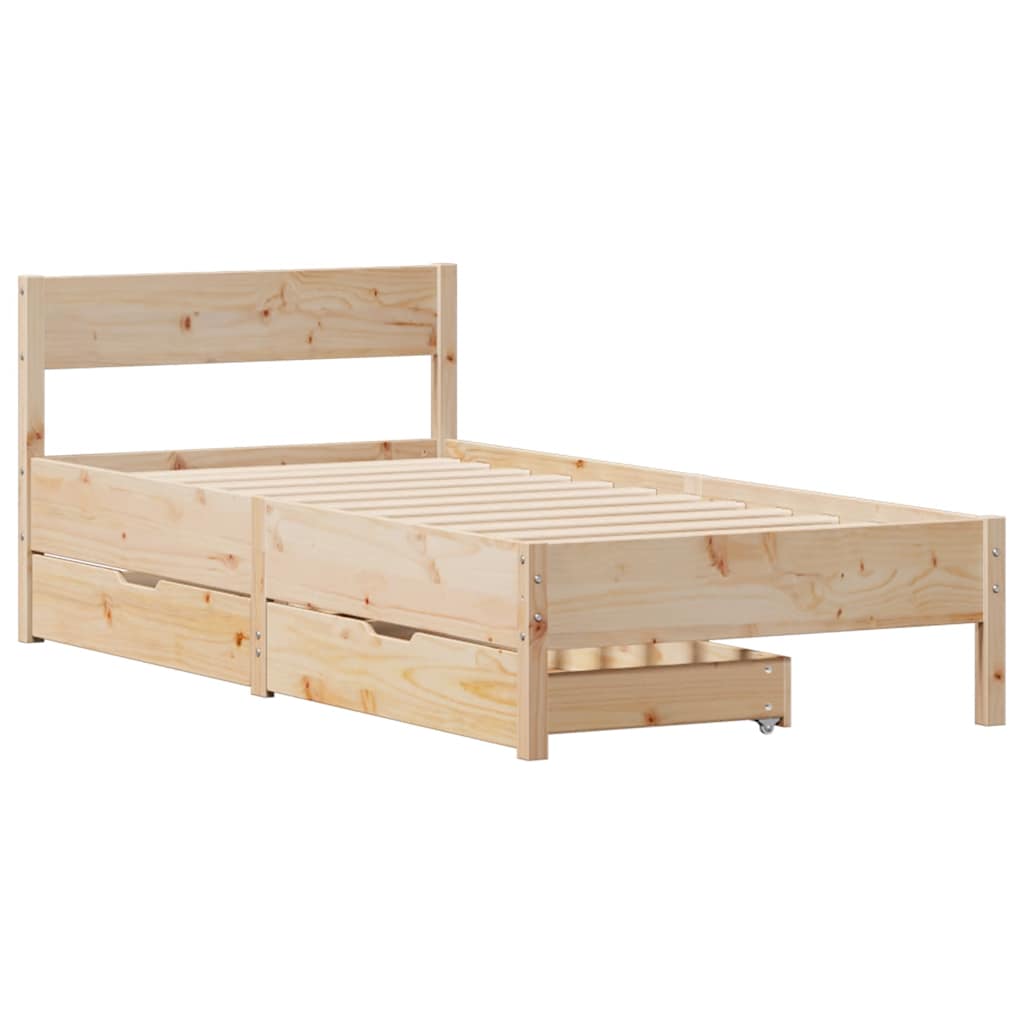 Cadre de lit sans matelas 75x190 cm bois de pin massif