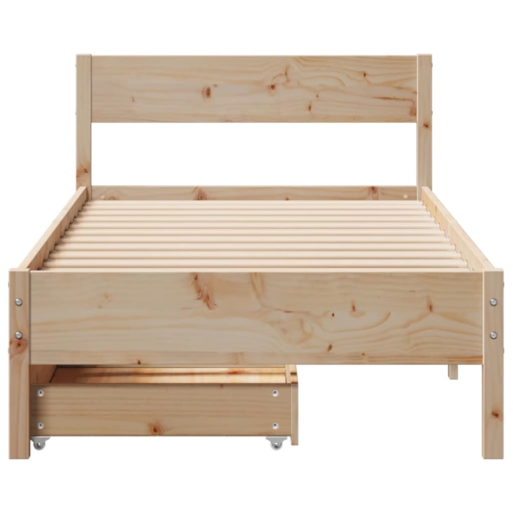 Cadre de lit sans matelas 75x190 cm bois de pin massif