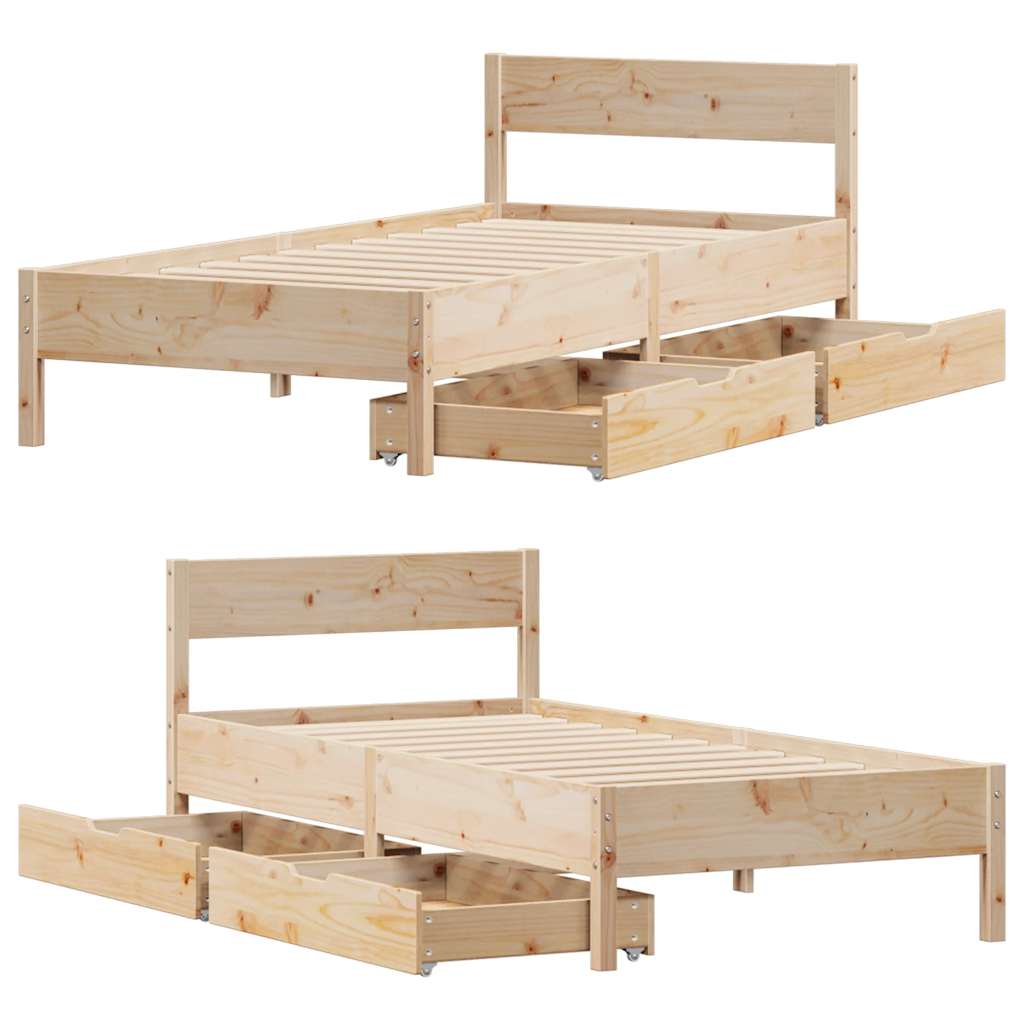 Cadre de lit sans matelas 75x190 cm bois de pin massif