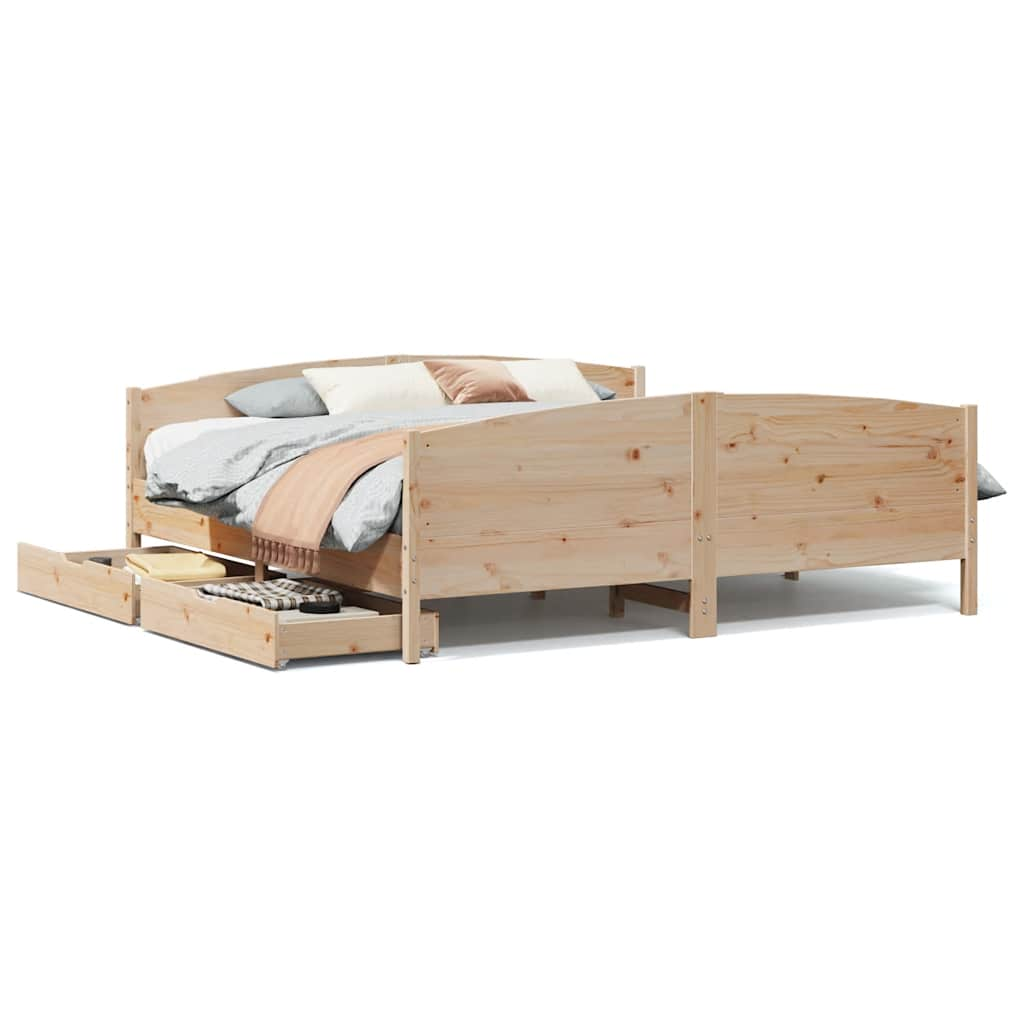 Bed frame without mattress 200x200 cm solid pine wood