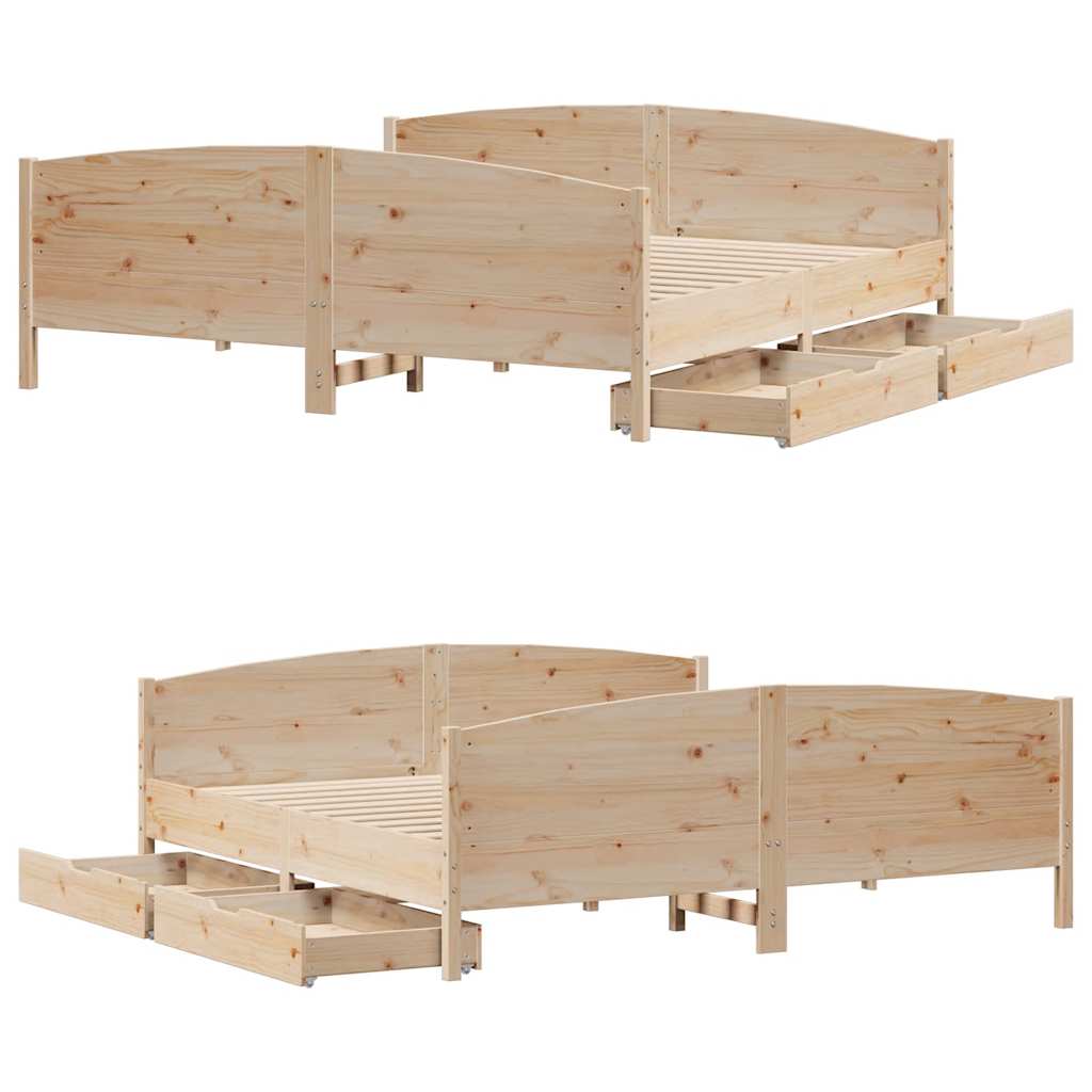 Bed frame without mattress 200x200 cm solid pine wood