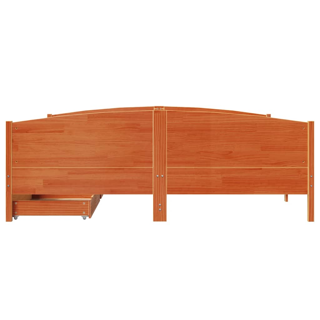 Cadre de lit sans matelas cire marron 200x200cm bois pin massif