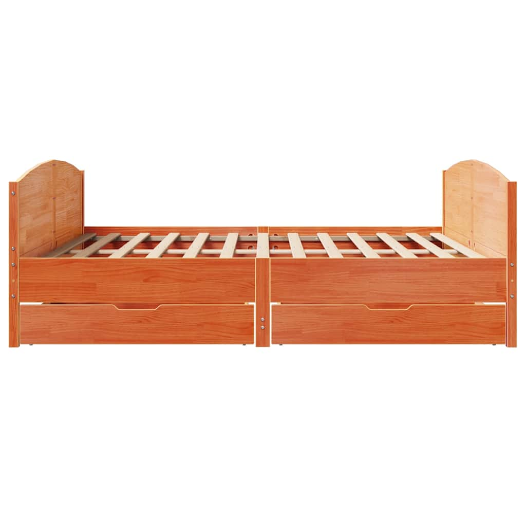 Cadre de lit sans matelas cire marron 200x200cm bois pin massif