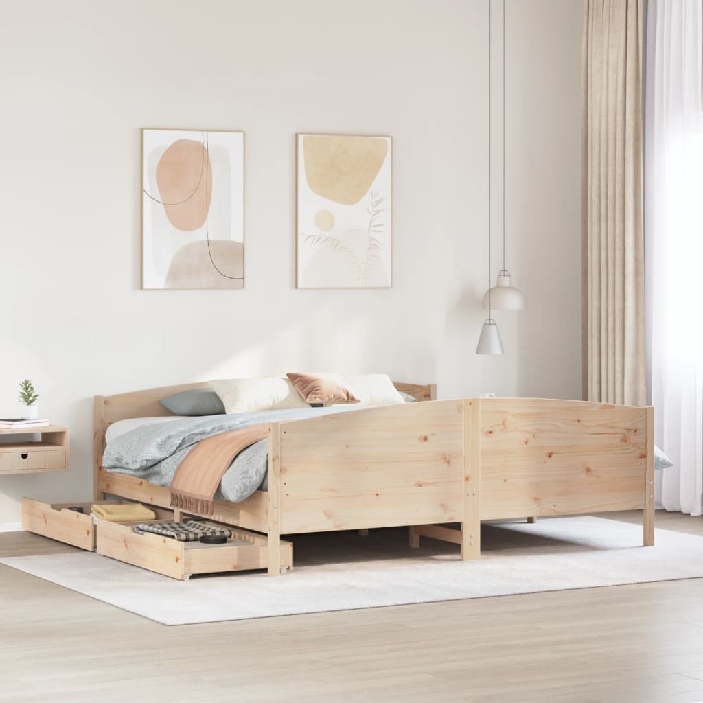 Bed frame without mattress 180x200 cm solid pine wood