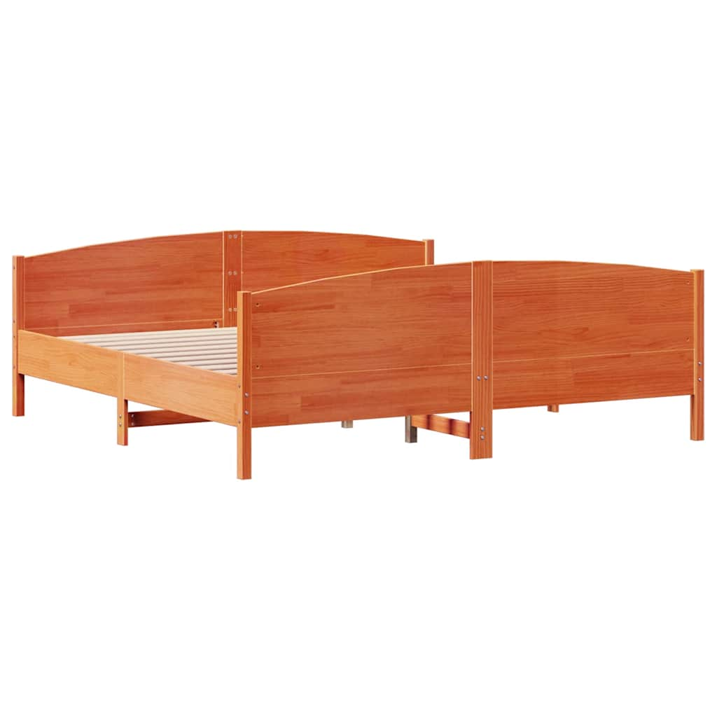 Cadre de lit sans matelas cire marron 180x200cm bois pin massif