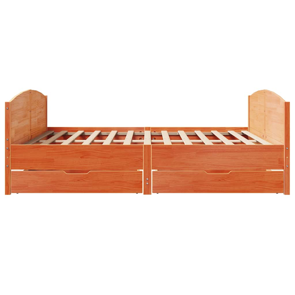 Cadre de lit sans matelas cire marron 160x200cm bois pin massif