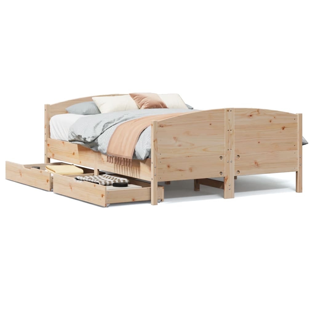 Bed frame without mattress 150x200 cm solid pine wood