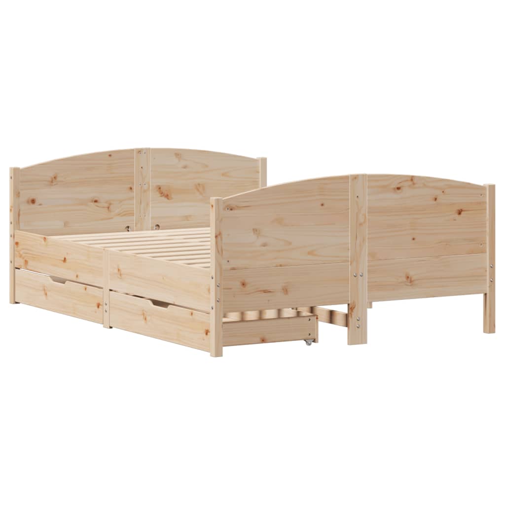 Bed frame without mattress 150x200 cm solid pine wood