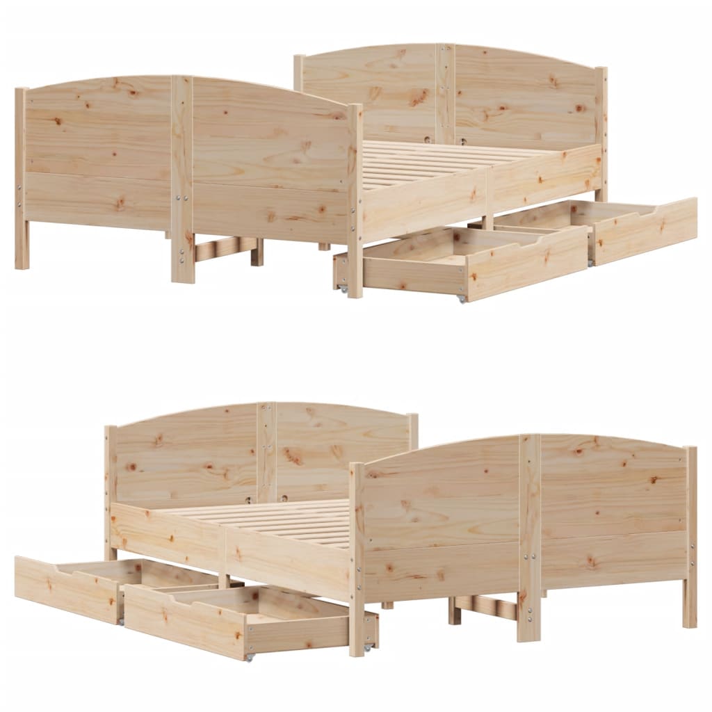 Bed frame without mattress 150x200 cm solid pine wood