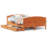 Cadre de lit sans matelas cire marron 150x200cm bois pin massif