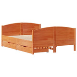 Cadre de lit sans matelas cire marron 150x200cm bois pin massif